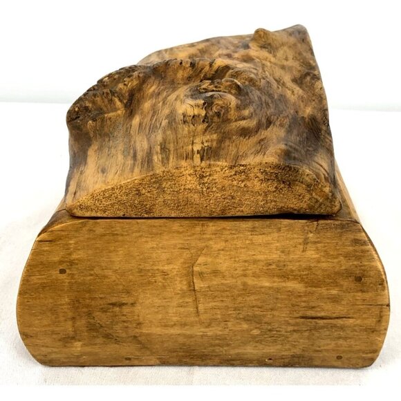 Burl Wood Jewelry Trinket Lined Hand Crafted 10 x 7 x 6" - Picture 2 of 7